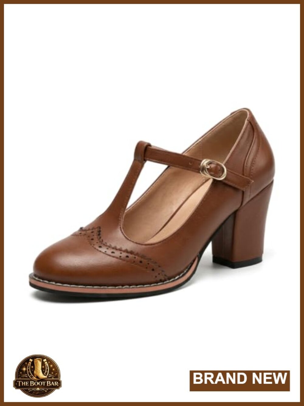 Women's Vintage Oxford Heels Chunky Block T-Strap Mary Jane Pumps